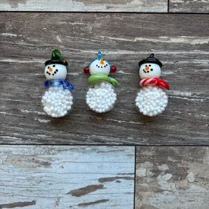 Glass Snowmen Holiday Ornaments Set of 21